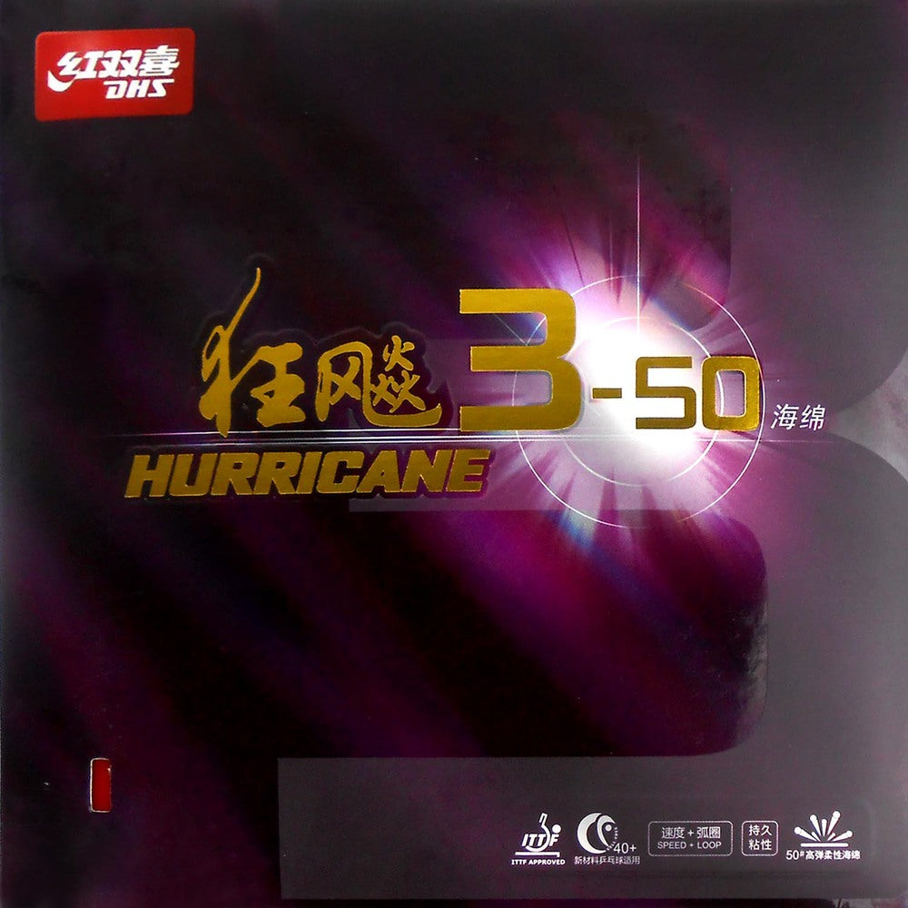 Gomma Per Tennistavolo DHS Hurricane 3 - Spessore 2.2mm, Durezza 39°, Colore Rosso - BestParts