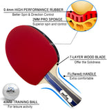 PPong Gold Edition Table Tennis Racket Two Paddle Ping Pong Bat + 3 Balls + Net & Cover Case
